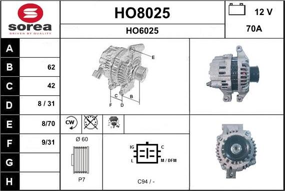 SNRA HO8025 - Alternateur cwaw.fr