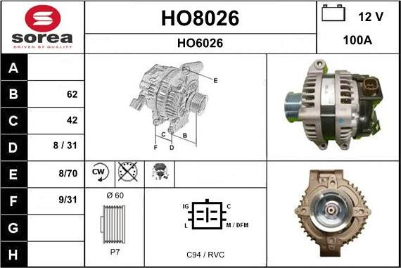 SNRA HO8026 - Alternateur cwaw.fr