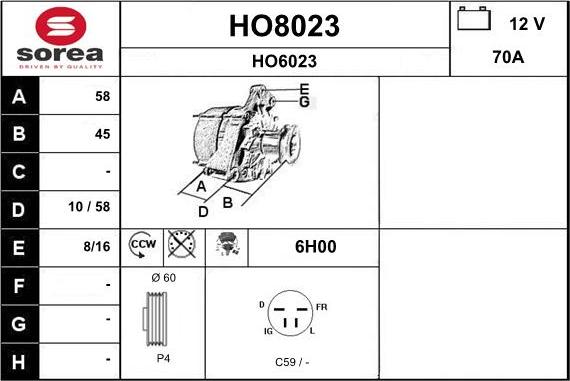 SNRA HO8023 - Alternateur cwaw.fr