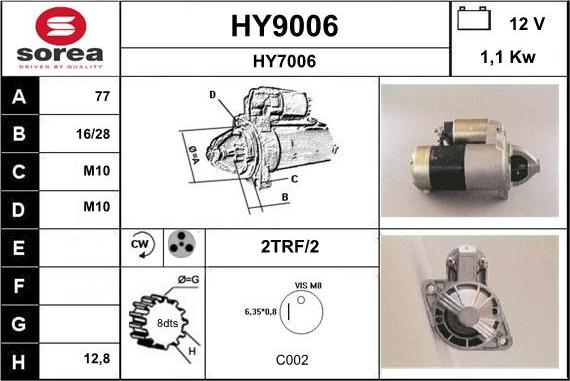 SNRA HY9006 - Démarreur cwaw.fr