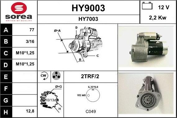 SNRA HY9003 - Démarreur cwaw.fr