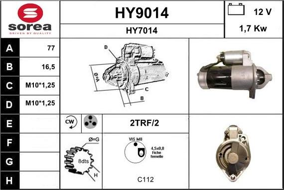 SNRA HY9014 - Démarreur cwaw.fr