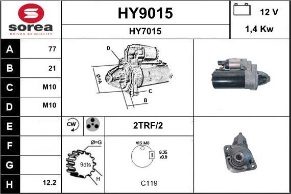 SNRA HY9015 - Démarreur cwaw.fr