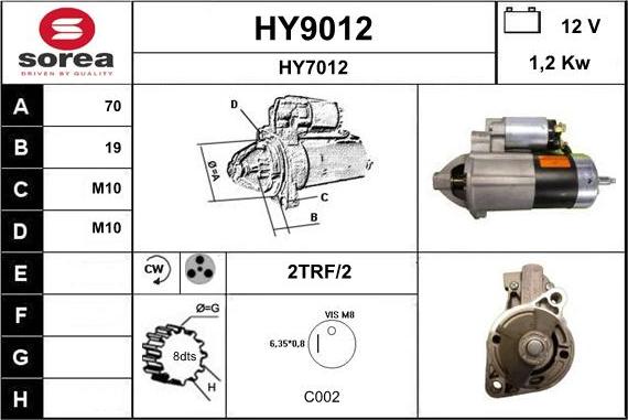 SNRA HY9012 - Démarreur cwaw.fr