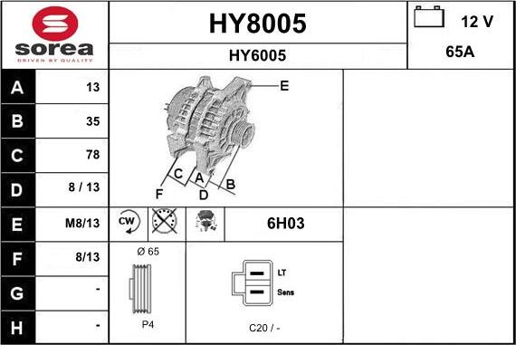 SNRA HY8005 - Alternateur cwaw.fr