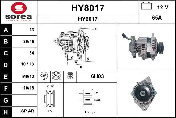 SNRA HY8017 - Alternateur cwaw.fr