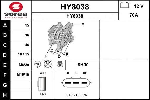 SNRA HY8038 - Alternateur cwaw.fr