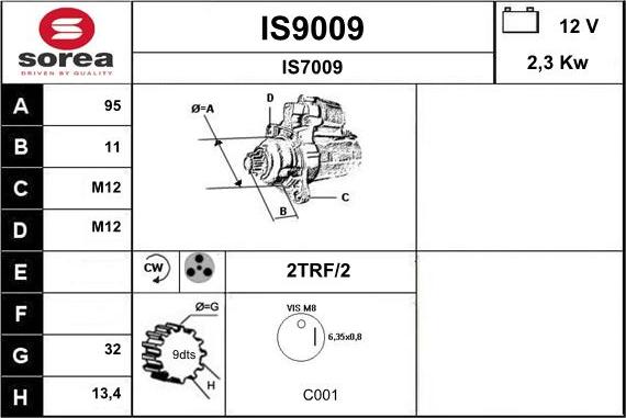 SNRA IS9009 - Démarreur cwaw.fr