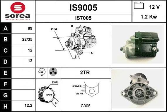 SNRA IS9005 - Démarreur cwaw.fr