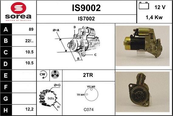 SNRA IS9002 - Démarreur cwaw.fr