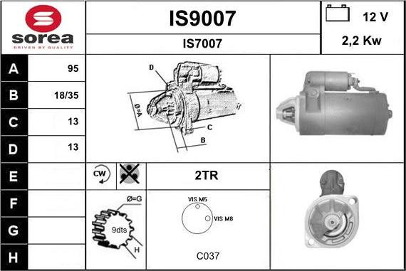 SNRA IS9007 - Démarreur cwaw.fr