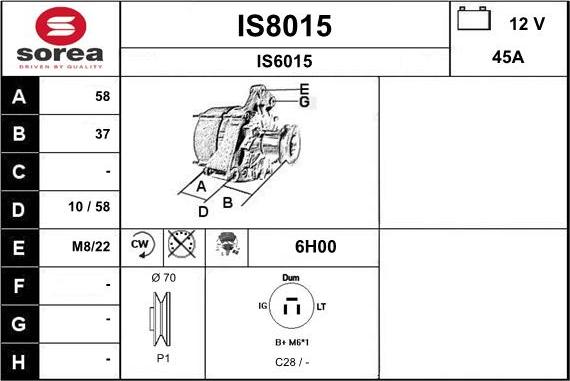 SNRA IS8015 - Alternateur cwaw.fr