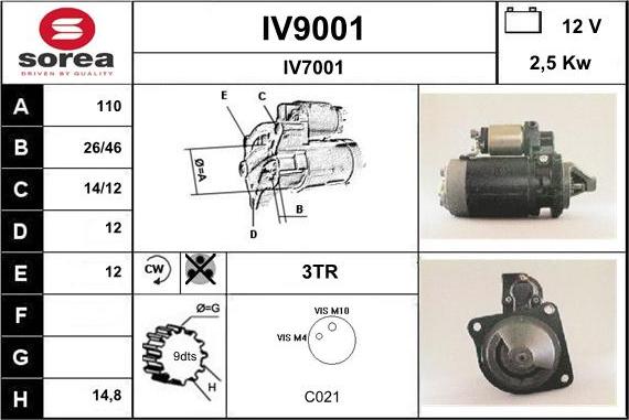 SNRA IV9001 - Démarreur cwaw.fr