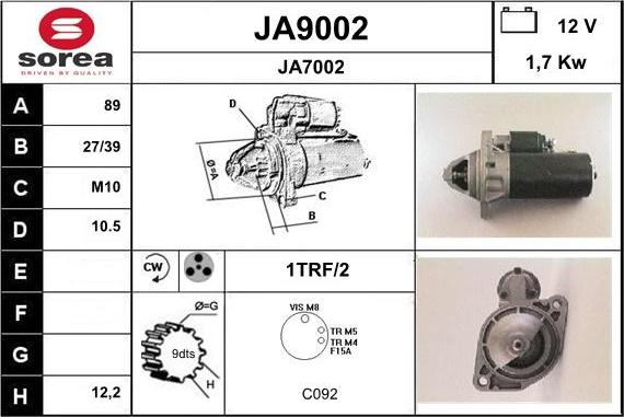 SNRA JA9002 - Démarreur cwaw.fr