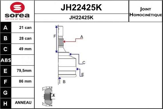 SNRA JH22425K - Jeu de joints, arbre de transmission cwaw.fr