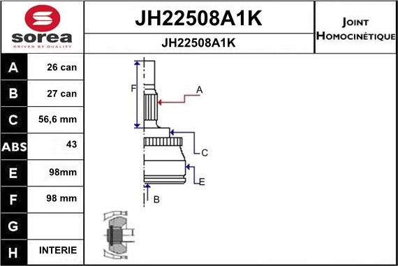 SNRA JH22508A1K - Jeu de joints, arbre de transmission cwaw.fr