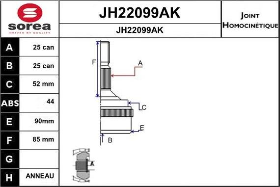 SNRA JH22099AK - Jeu de joints, arbre de transmission cwaw.fr