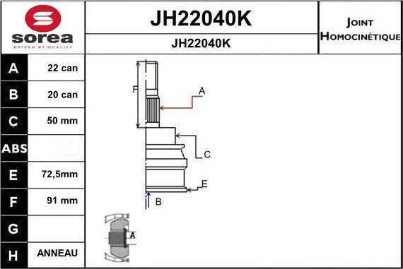 SNRA JH22040K - Jeu de joints, arbre de transmission cwaw.fr