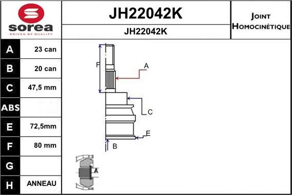 SNRA JH22042K - Jeu de joints, arbre de transmission cwaw.fr