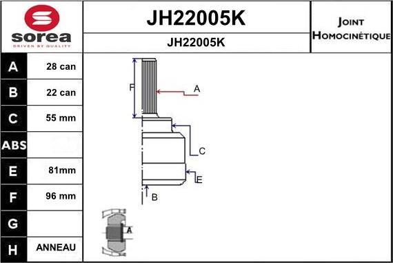 SNRA JH22005K - Jeu de joints, arbre de transmission cwaw.fr