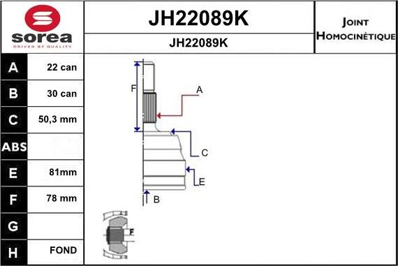 SNRA JH22089K - Jeu de joints, arbre de transmission cwaw.fr