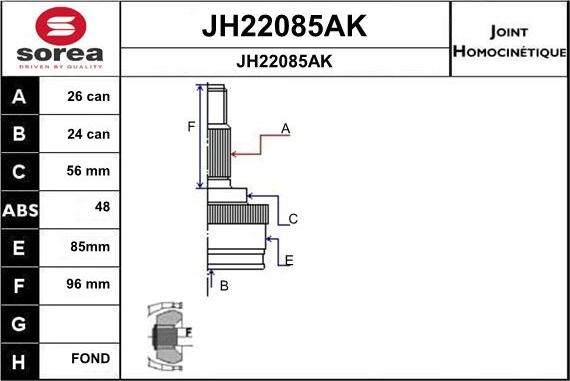 SNRA JH22085AK - Jeu de joints, arbre de transmission cwaw.fr