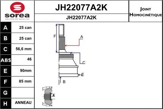 SNRA JH22077A2K - Jeu de joints, arbre de transmission cwaw.fr