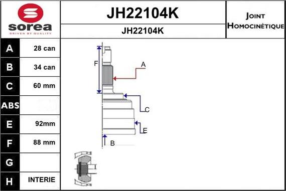 SNRA JH22104K - Jeu de joints, arbre de transmission cwaw.fr