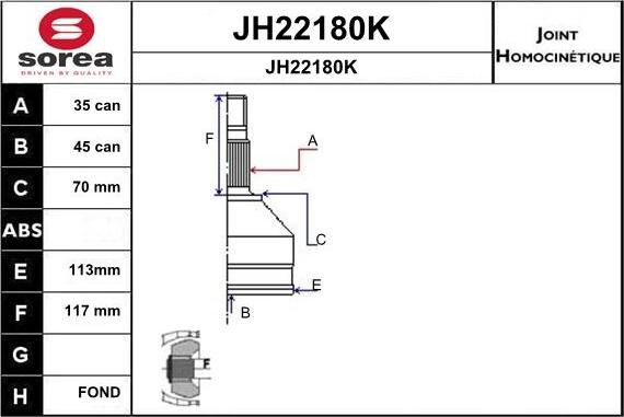 SNRA JH22180K - Jeu de joints, arbre de transmission cwaw.fr