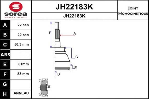 SNRA JH22183K - Jeu de joints, arbre de transmission cwaw.fr