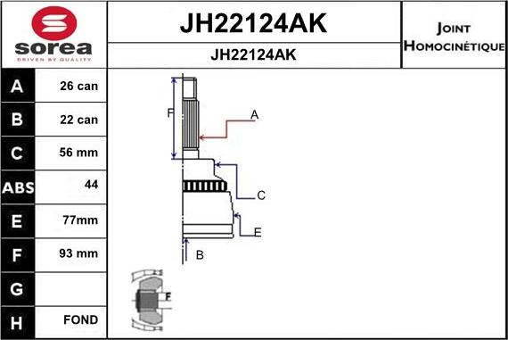 SNRA JH22124AK - Jeu de joints, arbre de transmission cwaw.fr