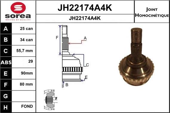 SNRA JH22174A4K - Jeu de joints, arbre de transmission cwaw.fr