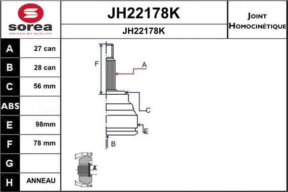 SNRA JH22178K - Jeu de joints, arbre de transmission cwaw.fr