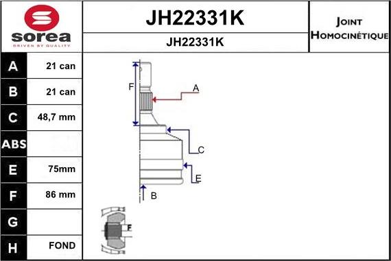 SNRA JH22331K - Jeu de joints, arbre de transmission cwaw.fr