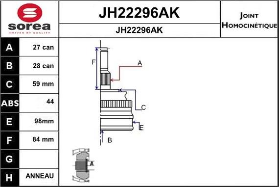 SNRA JH22296AK - Jeu de joints, arbre de transmission cwaw.fr