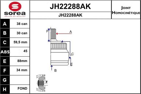 SNRA JH22288AK - Jeu de joints, arbre de transmission cwaw.fr