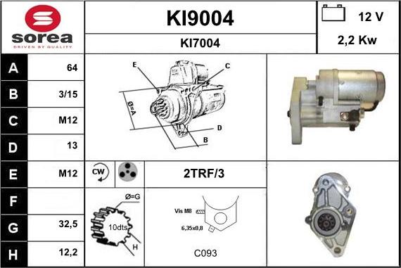 SNRA KI9004 - Démarreur cwaw.fr