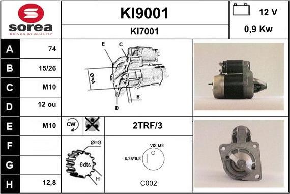 SNRA KI9001 - Démarreur cwaw.fr