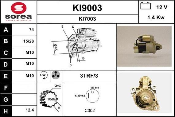 SNRA KI9003 - Démarreur cwaw.fr