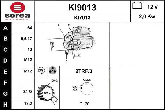 SNRA KI9013 - Démarreur cwaw.fr