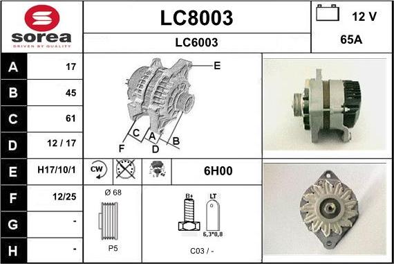 SNRA LC8003 - Alternateur cwaw.fr