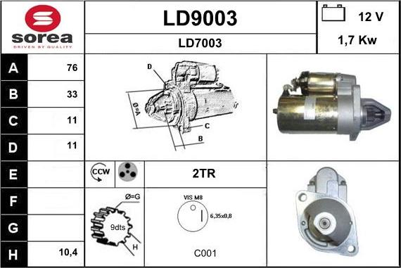 SNRA LD9003 - Démarreur cwaw.fr