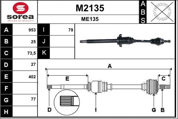 SNRA M2135 - Arbre de transmission cwaw.fr