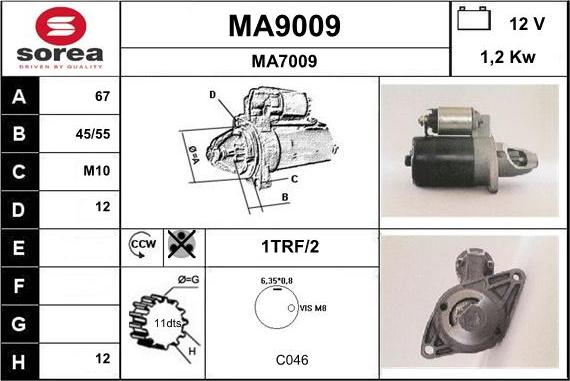 SNRA MA9009 - Démarreur cwaw.fr