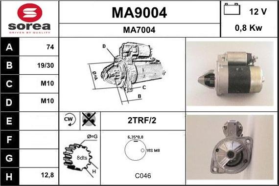 SNRA MA9004 - Démarreur cwaw.fr