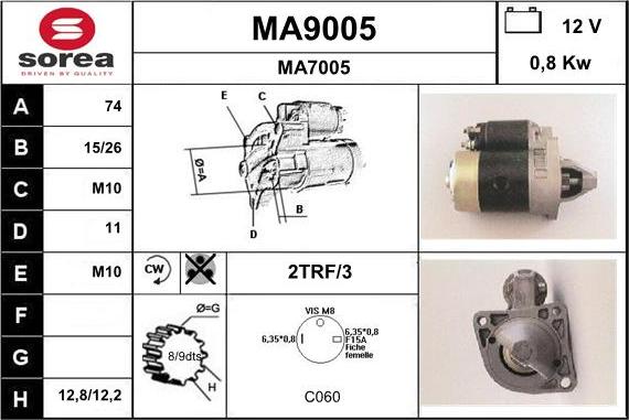 SNRA MA9005 - Démarreur cwaw.fr