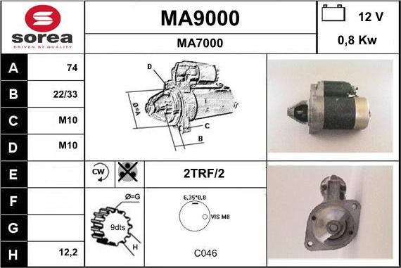 SNRA MA9000 - Démarreur cwaw.fr