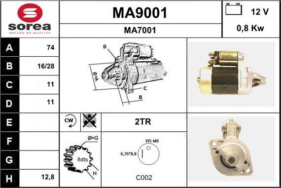 SNRA MA9001 - Démarreur cwaw.fr