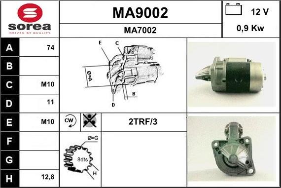 SNRA MA9002 - Démarreur cwaw.fr