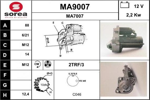 SNRA MA9007 - Démarreur cwaw.fr